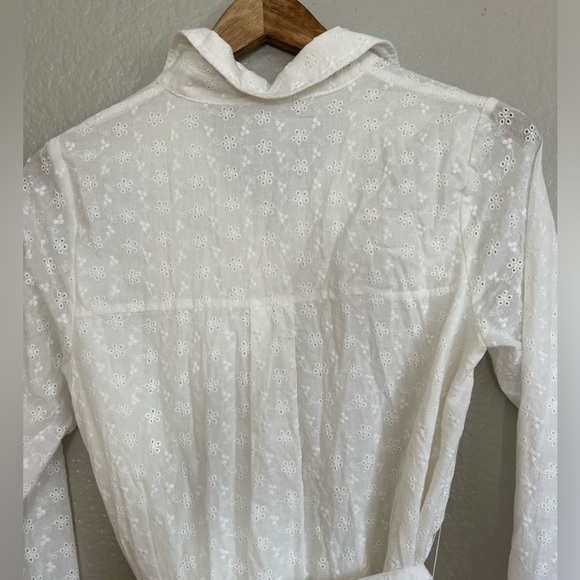 Cutest Attitude White Eyelet Embroidered Collared Mini Dress - Picture 5 of 7